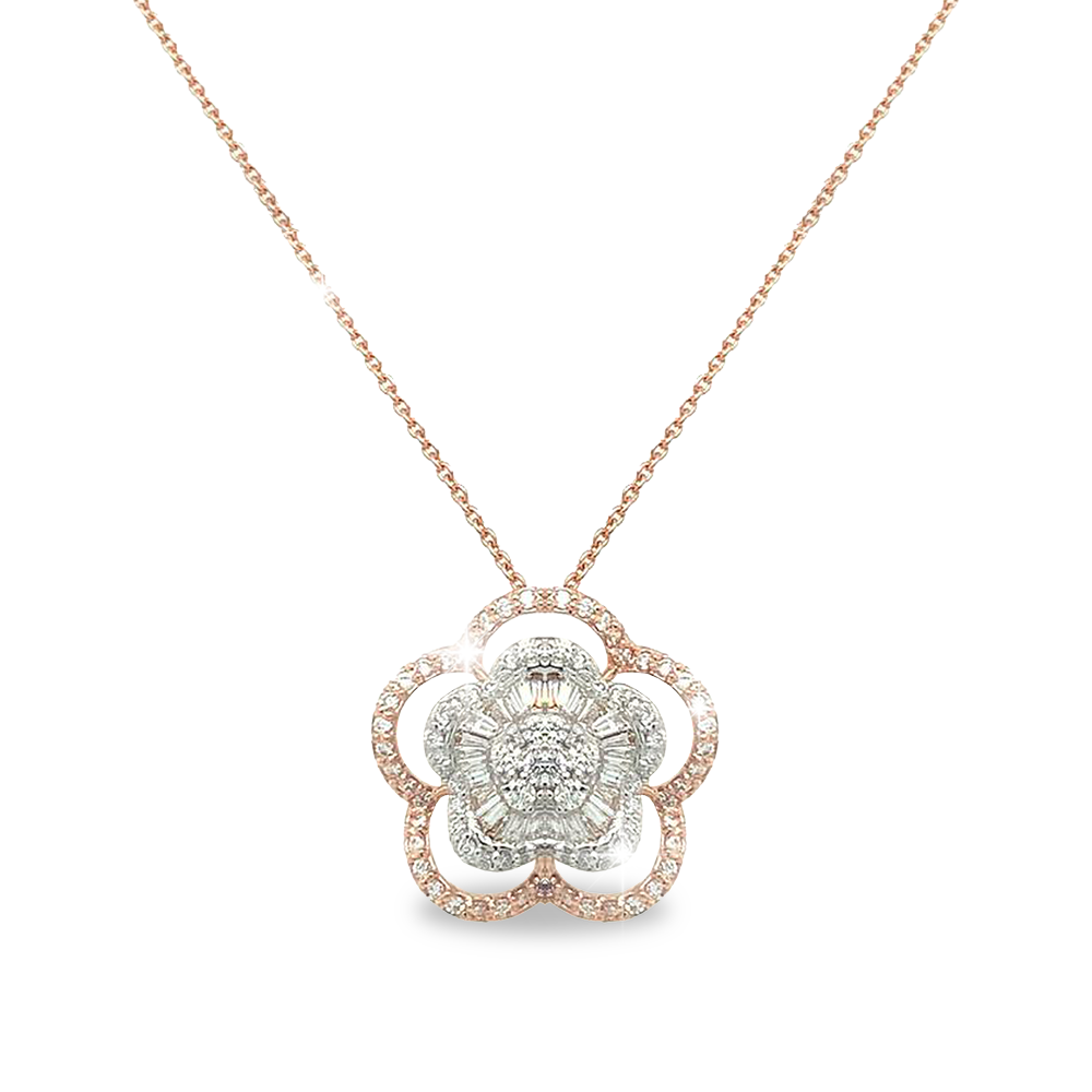 Eternal Rose Necklace – In Rose Gold and Diamonds – Bija Essence Eternal Rose Necklace – In Rose Gold and Diamonds – Bija Essence